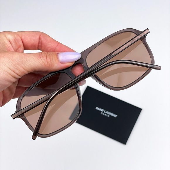 🔥Saint Laurent SL590 003 Sunglasses Brown Aviator Unisex - Picture 7 of 15